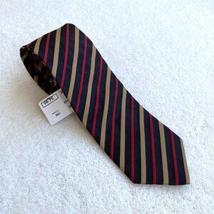Stephano S2 European Mens Pure Silk Necktie Tie Striped Classic Red Gold NWT